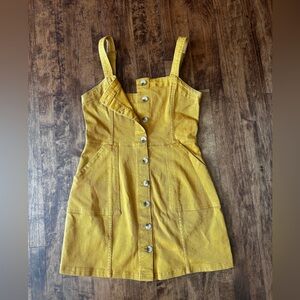 Mustard Button-down Overall dress